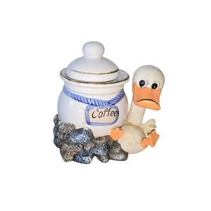 Vintage Seaside Ceramic Canister Coffee  Holder With Pelican? Small 6"